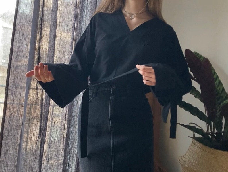 V - neck blouse with tie sleeves PDF pattern | pdf printable sewing pattern