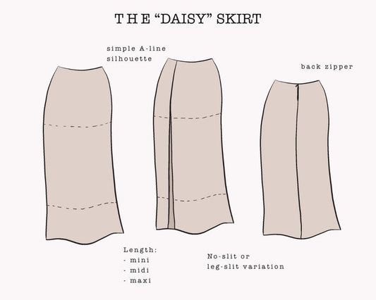 The "Daisy" Skirt | A-line skirt with a slit PDF pattern | pdf printable sewing pattern