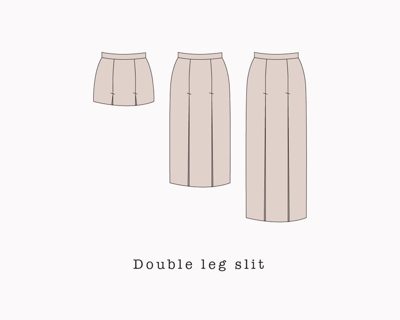 Straight skirt with slit PDF sewing pattern | Mini Midi Maxi skirt printable pdf