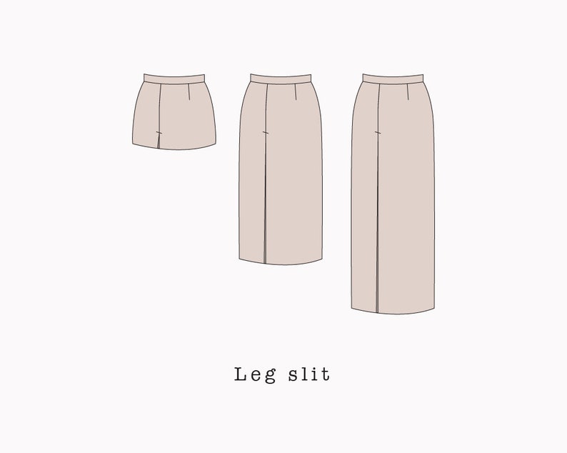 Straight skirt with slit PDF sewing pattern | Mini Midi Maxi skirt printable pdf