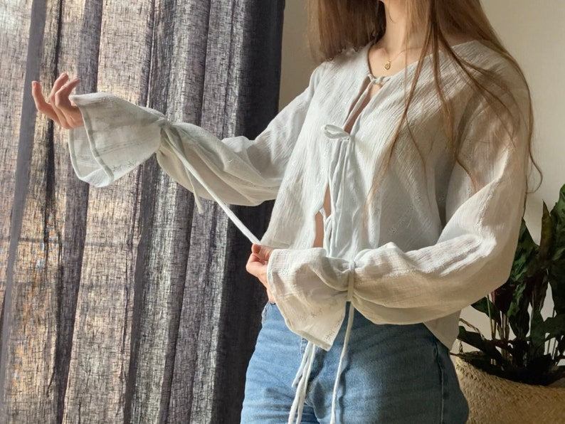 V - neck blouse with tie sleeves PDF pattern | pdf printable sewing pattern