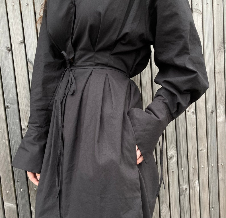 The "Olive" Dress and Shirt | Button up dress with tied sleeves and pockets PDF pattern | pdf printable sewing pattern
