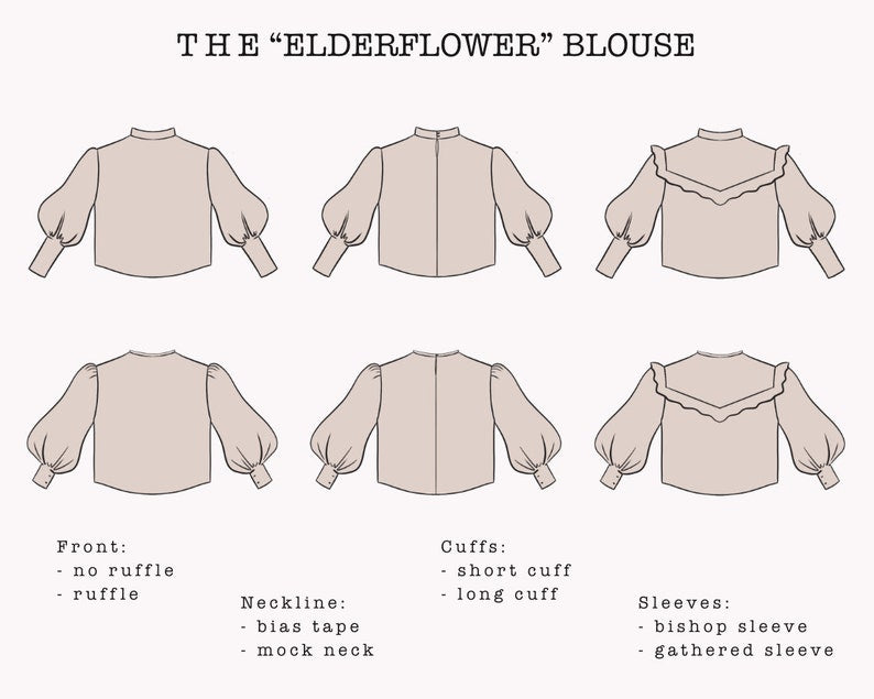 The "Elderflower" Blouse | Puffy sleeve blouse PDF pattern | pdf printable sewing pattern