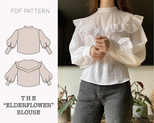 The "Elderflower" Blouse | Puffy sleeve blouse PDF pattern | pdf printable sewing pattern