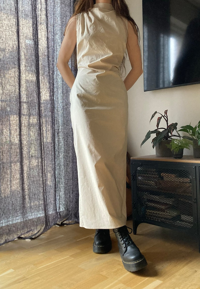 The "Ivy" Dress | Draped High neck Sleeveless Dress | PDF sewing pattern