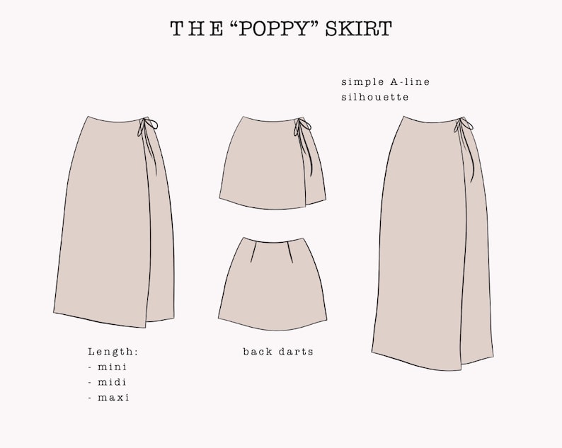 The "Poppy" Skirt | A-line wrap skirt PDF pattern | pdf printable sewing pattern