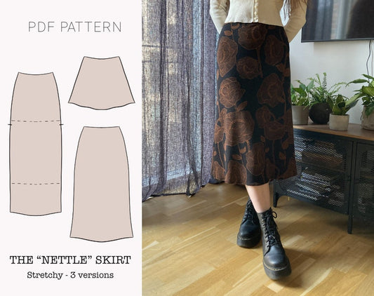 The "Nettle" Skirt | Simple stretchy skirt PDF pattern | pdf printable sewing pattern