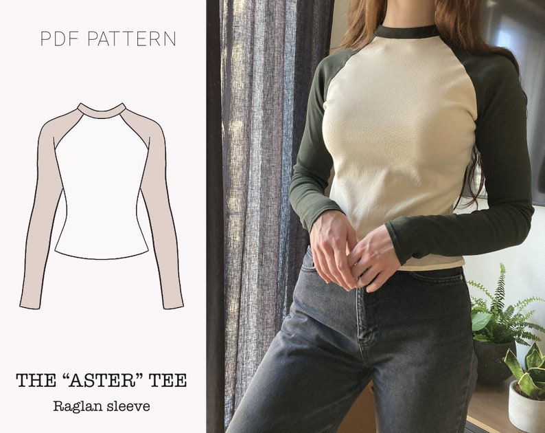 The "Aster" Tee | Stretchy raglan sleeve T-shirt PDF pattern | pdf printable sewing pattern