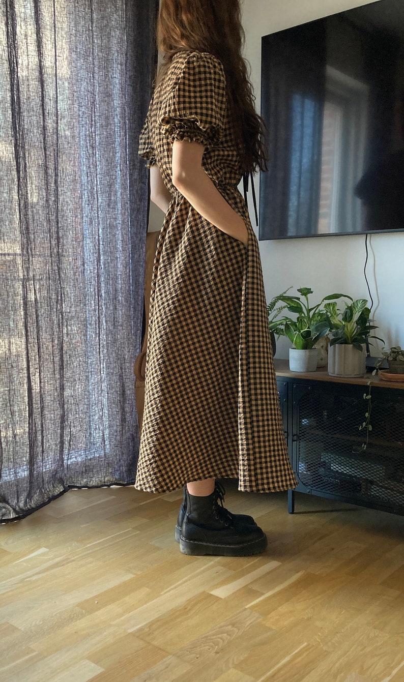 The "Rowan" Dress | Front Ties Gathered Puffy sleeve dress PDF pattern | pdf printable sewing pattern