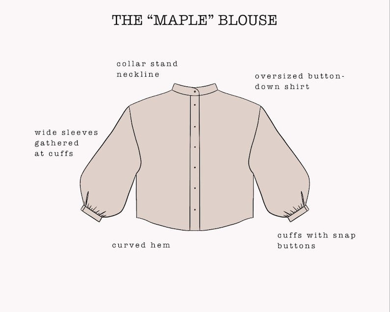 The "Maple" Blouse | Oversized button-down shirt PDF pattern | pdf printable sewing pattern
