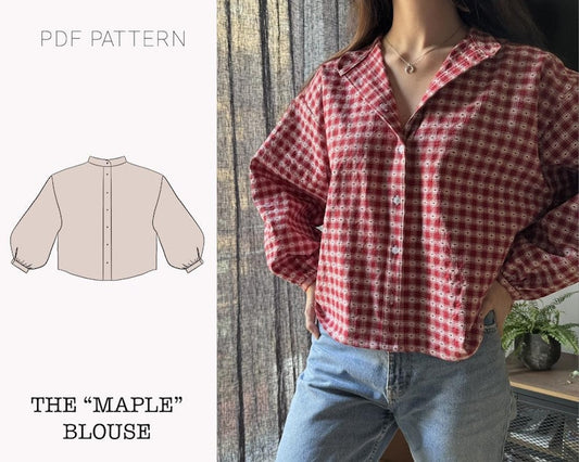 The "Maple" Blouse | Oversized button-down shirt PDF pattern | pdf printable sewing pattern