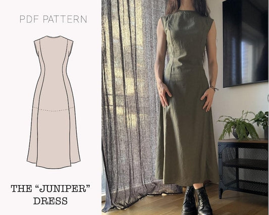 The "Juniper" Dress | Hourglass sleeveless dress PDF pattern | pdf printable sewing pattern
