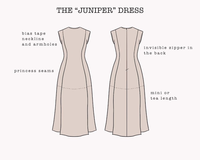 The "Juniper" Dress | Hourglass sleeveless dress PDF pattern | pdf printable sewing pattern
