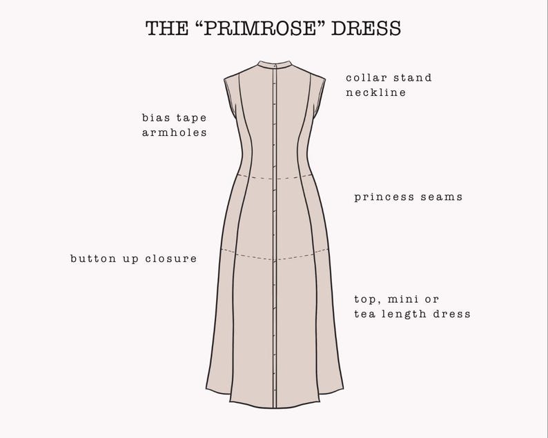 The "Primrose" Dress | Hourglass sleeveless dress PDF pattern | pdf printable sewing pattern